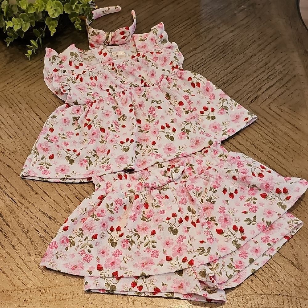 Floral Skort Set Short Skirt, Headband And Top 6X